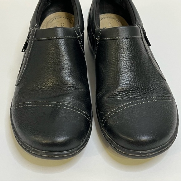 Clarks Cora Giny Black Leather Casual Loafers Size 8.5 - Picture 2 of 15